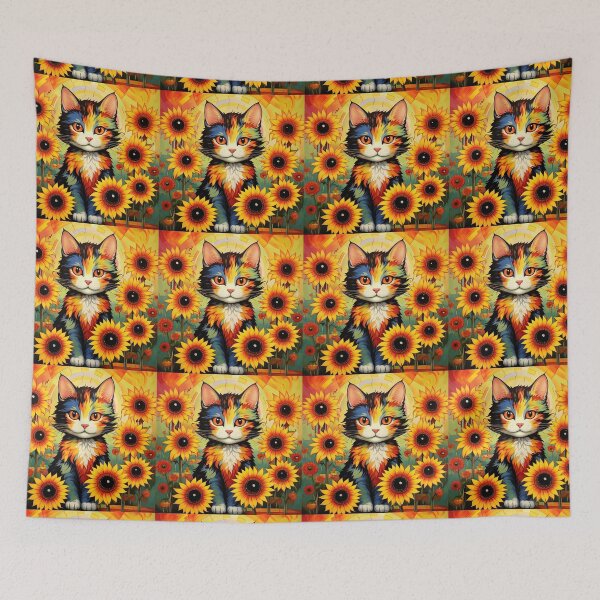 Item preview, A beautiful kitten among the sunflowers. designed and sold by Natalia-Vlad.