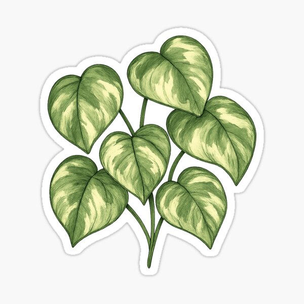 Item preview, Variegated Pothos Vine Watercolor Cluster | Heart Shaped Leaves | Trendy Botanical Plant Art designed and sold by ClementineVera.