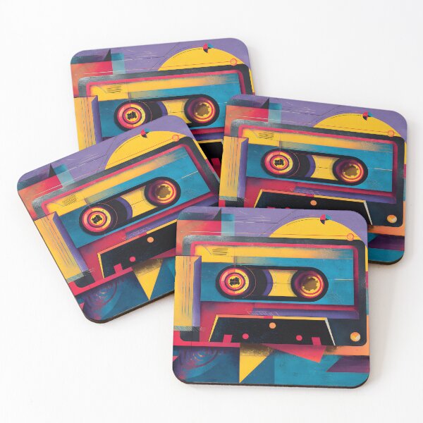 Item preview, Nostalgic Geometric Cassette Tape with Bold Abstract Shapes - Dive into 80s Retro Energy and Vibrant Vintage Vibes designed and sold by OlfactoART Studio.