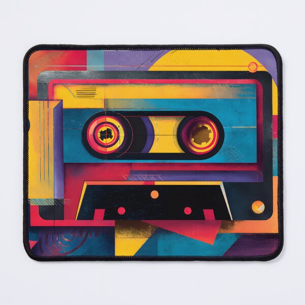 Item preview, Nostalgic Geometric Cassette Tape with Bold Abstract Shapes - Dive into 80s Retro Energy and Vibrant Vintage Vibes designed and sold by OlfactoART Studio.