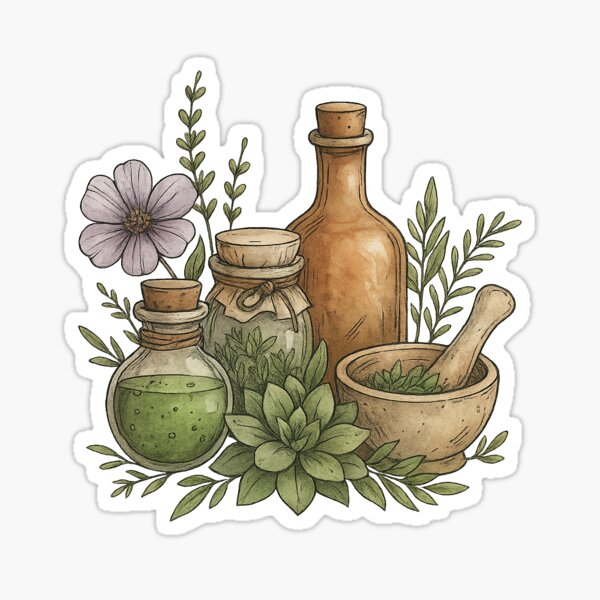 Item preview, Herbal Apothecary Bottles and Botanical Illustration designed and sold by ClementineVera.