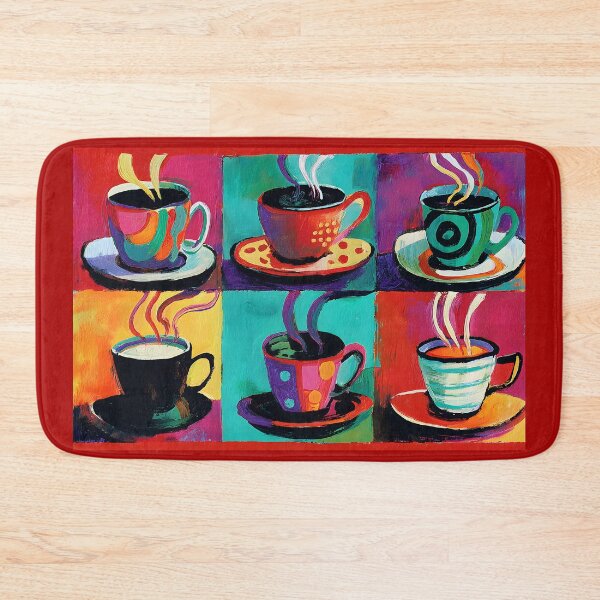 Item preview, Six Steaming Coffee Cups Overflowing with Warmth and Joy - Vibrant Abstract Design with Playful Patterns and Bold Color Energy designed and sold by OlfactoART Studio.