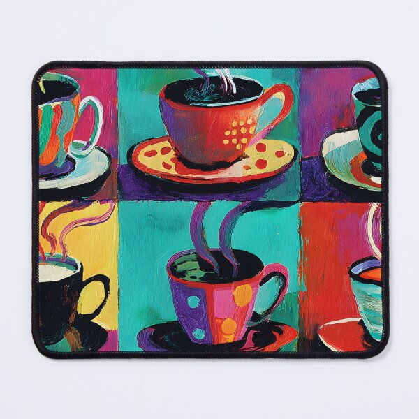 Item preview, Six Steaming Coffee Cups Overflowing with Warmth and Joy - Vibrant Abstract Design with Playful Patterns and Bold Color Energy designed and sold by OlfactoART Studio.