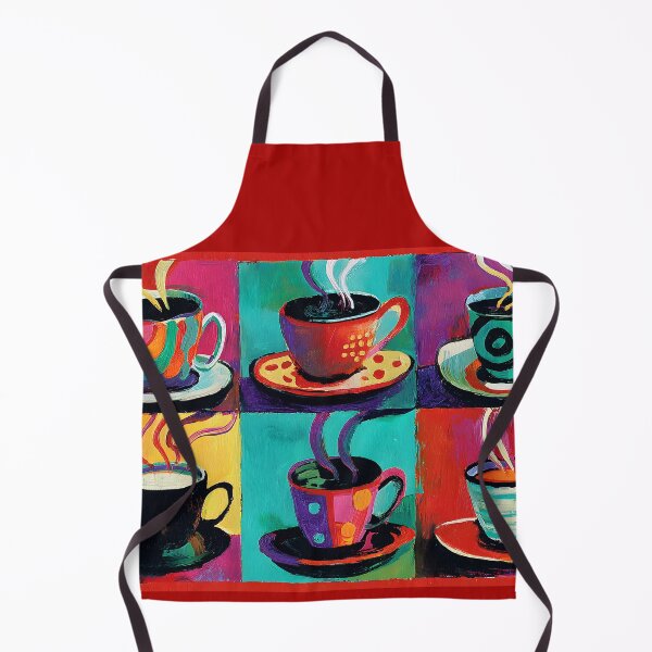 Item preview, Six Steaming Coffee Cups Overflowing with Warmth and Joy - Vibrant Abstract Design with Playful Patterns and Bold Color Energy designed and sold by OlfactoART Studio.