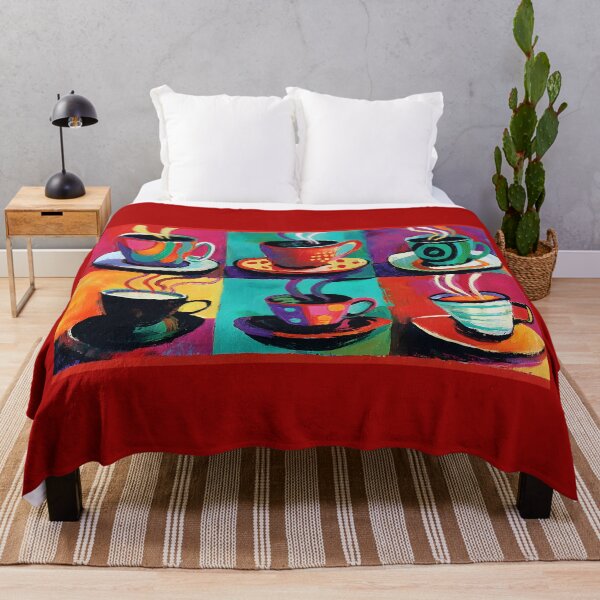 Item preview, Six Steaming Coffee Cups Overflowing with Warmth and Joy - Vibrant Abstract Design with Playful Patterns and Bold Color Energy designed and sold by OlfactoART Studio.