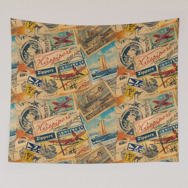 Item preview, Vintage Postal Stamp Pattern Travel designed and sold by PG Illustration.