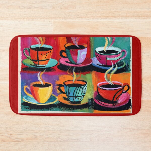 Item preview, Colorful Coffee Cups with Swirling Steam - Vibrant Saucer Array Set Lively Abstract Background designed and sold by OlfactoART Studio.