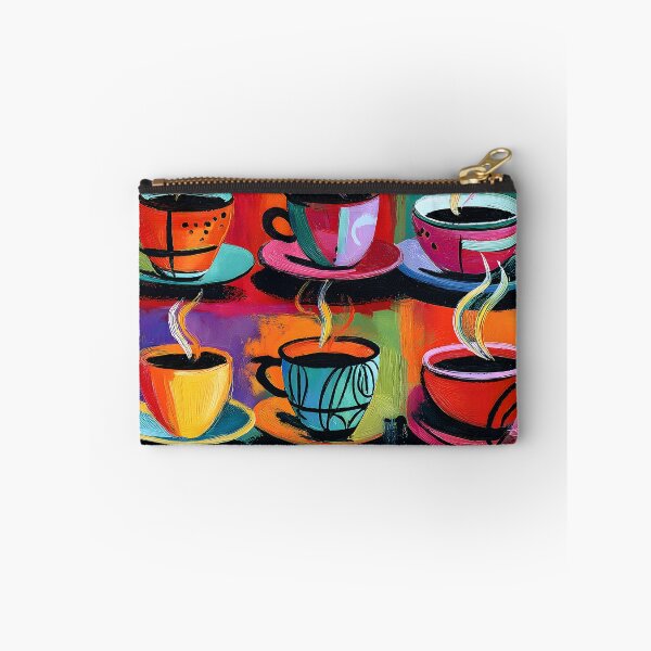 Item preview, Colorful Coffee Cups with Swirling Steam - Vibrant Saucer Array Set Lively Abstract Background designed and sold by OlfactoART Studio.