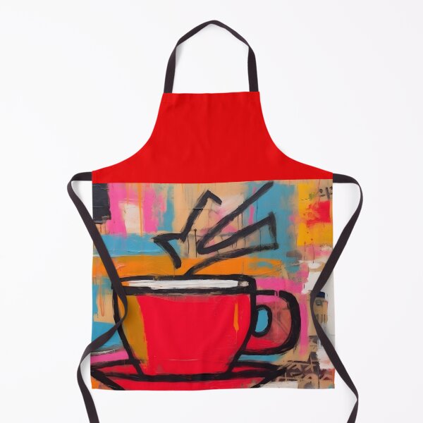 Item preview, Energizing Coffee Moment - Vibrant Red Cup with Dynamic Steam Amid Bold Abstract Colors designed and sold by OlfactoART Studio.