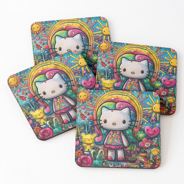 Item preview, Rainbow Kitty Vibes – Kawaii Pop Art Sunshine Digital Design designed and sold by AnnDesignStudio.