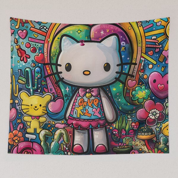 Item preview, Rainbow Kitty Vibes – Kawaii Pop Art Sunshine Digital Design designed and sold by AnnDesignStudio.
