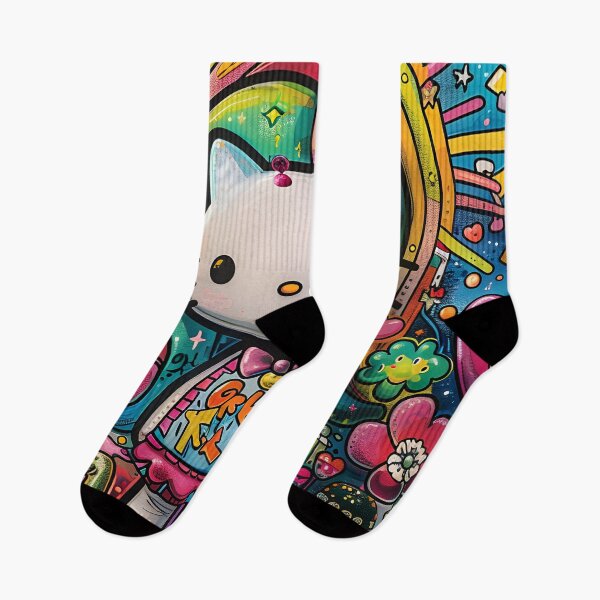 Item preview, Rainbow Kitty Vibes – Kawaii Pop Art Sunshine Digital Design designed and sold by AnnDesignStudio.