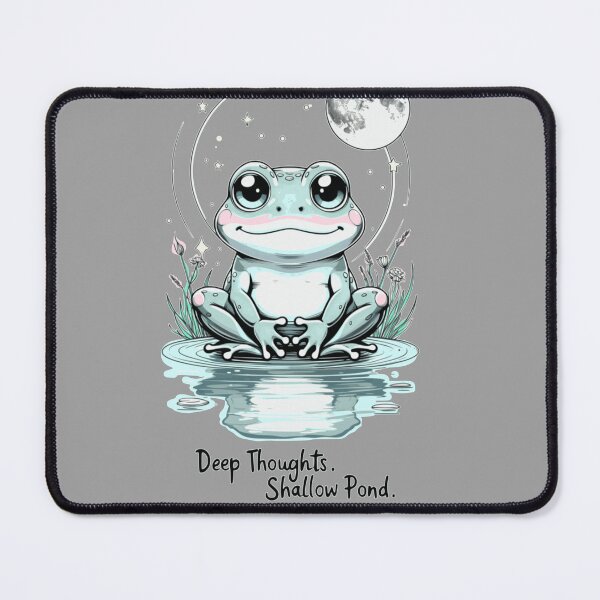 Item preview, Moonlit Meditating Frog – Kawaii Zen Frog with Quote “Deep Thoughts. Shallow Pond.” designed and sold by FogpathDesigns.