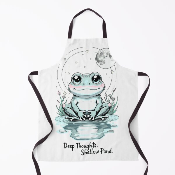 Item preview, Moonlit Meditating Frog – Kawaii Zen Frog with Quote “Deep Thoughts. Shallow Pond.” designed and sold by FogpathDesigns.
