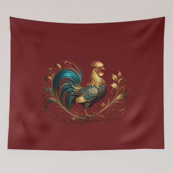 Item preview, Fine Art Chicken: The Elegance of Gold and Blue designed and sold by Nok-Thep.