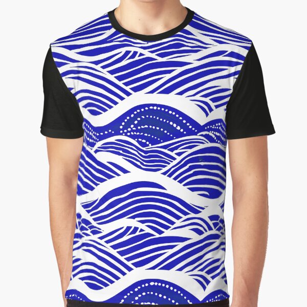 Aperçu de l'œuvre Magnifiques motifs abstraits de vagues bleues avec surf blanc créée et vendue par DEC02.