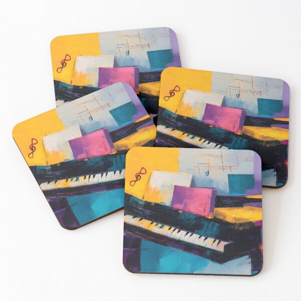 Item preview, Grand Piano Harmony - Bold Abstract Art with Musical Notes and Vibrant Contrasting Colors designed and sold by OlfactoART Studio.