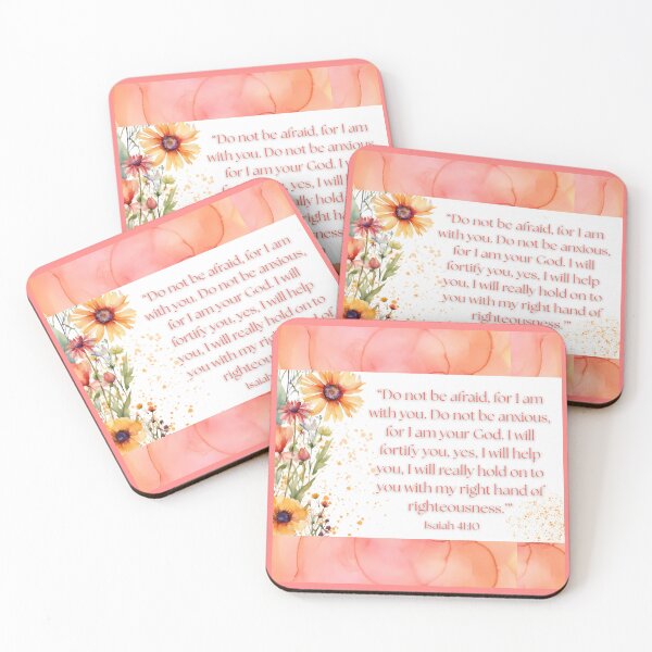 Item preview, JW Scriptural Coral Sunflower Wildflower Bible Quote Isaiah 41:10 designed and sold by Janna Perry Designs.