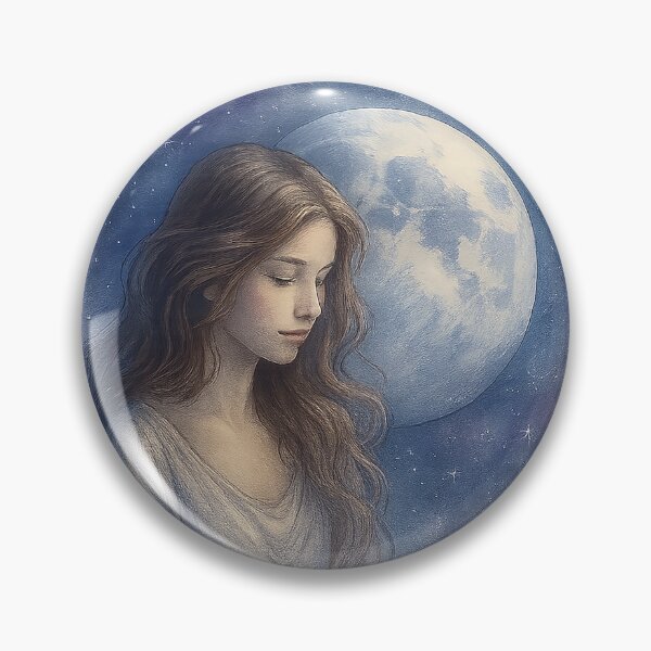 Item preview, Moon in Virgo – Ethereal Woman and Celestial Glow Watercolor Art designed and sold by Emocean-Designs.
