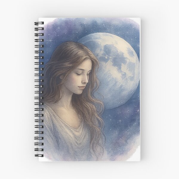 Item preview, Moon in Virgo – Ethereal Woman and Celestial Glow Watercolor Art designed and sold by Emocean-Designs.