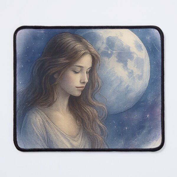 Item preview, Moon in Virgo – Ethereal Woman and Celestial Glow Watercolor Art designed and sold by Emocean-Designs.