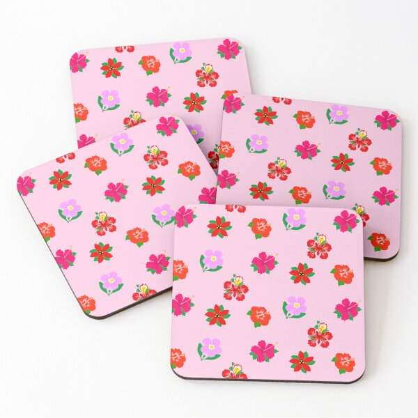 Item preview, Set of 5 Puerto Rico Tropical Flowers Flor de Maga Hibiscus Flamboyant Poinsettia Oak Blossom designed and sold by byDarling.