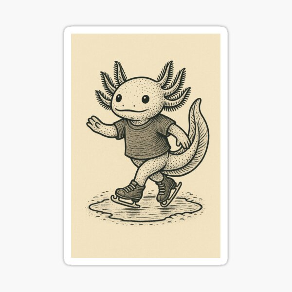 Item preview, The ice-skating Axolotl   designed and sold by SaltAirStudios .