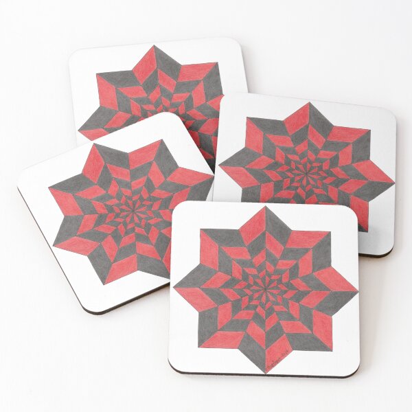 Item preview, Black and red star mandala – contrasting compass design designed and sold by nounouangelique.