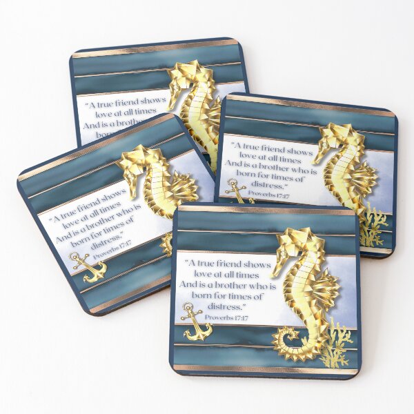 Item preview, JW Golden Seahorse Anchor Navy Blue Scriptural Bible Quote for Men designed and sold by Janna Perry Designs.