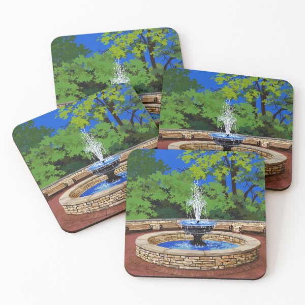 Item preview, Naperville, Illinois, Main Street Fountain along the Riverwalk, Painting the Town Series designed and sold by GalleryTrio.