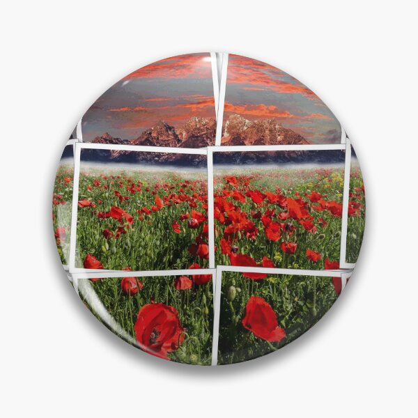 Artikelvorschau, 6-teilige Collage-Wandkunst mit roten Blumen und Sonnenuntergang für Naturliebhaber entworfen und verkauft von POETTICA.