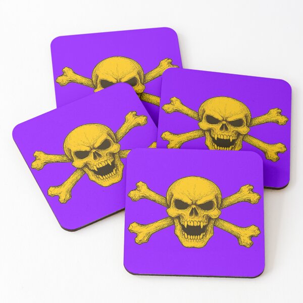 Item preview, Golden Yellow Angry Skull and Crossbones Pirate Flag designed and sold by hauntedtees.