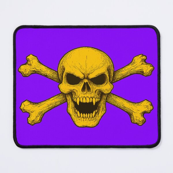 Item preview, Golden Yellow Angry Skull and Crossbones Pirate Flag designed and sold by hauntedtees.