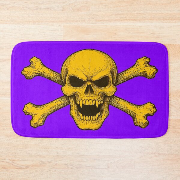 Item preview, Golden Yellow Angry Skull and Crossbones Pirate Flag designed and sold by hauntedtees.