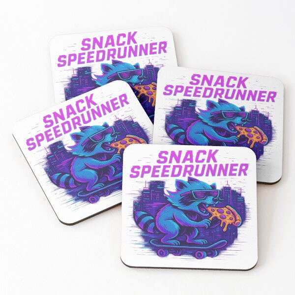 Item preview, Snack Speedrunner – Neon Raccoon on a Pizza Mission designed and sold by LevelUpLab.