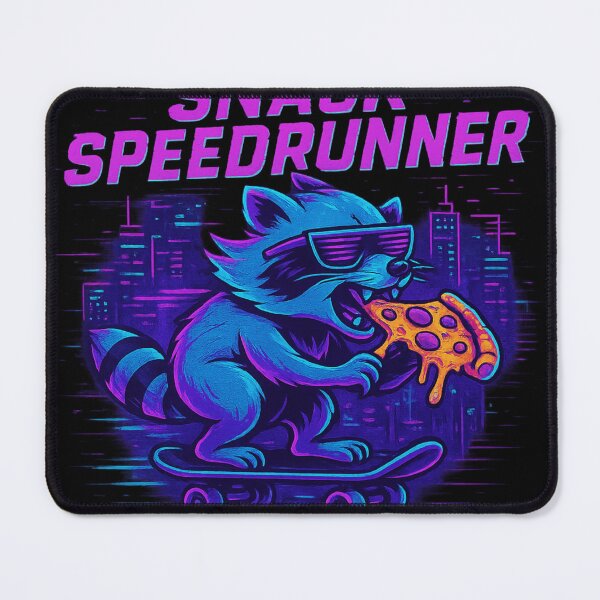 Item preview, Snack Speedrunner – Neon Raccoon on a Pizza Mission designed and sold by LevelUpLab.