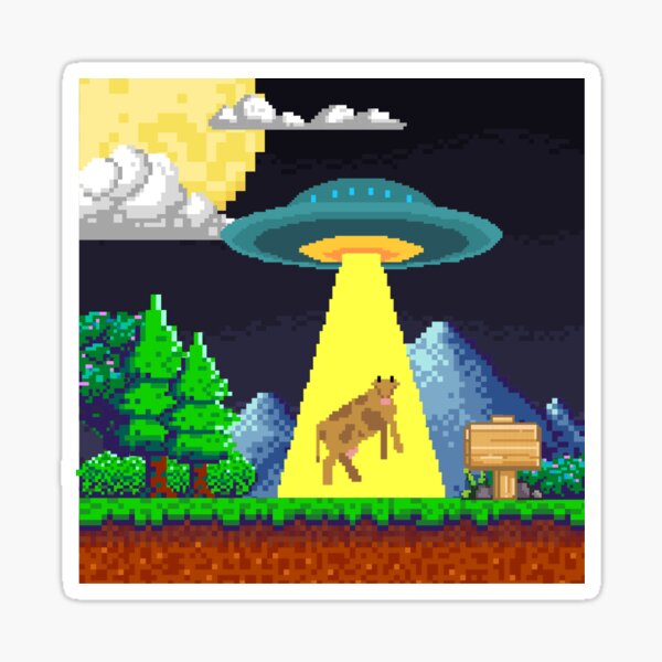 Vista previa del artículo con la obra «Secuestro de vacas en Minecraft», diseñado y vendido por WiddiDesigns.