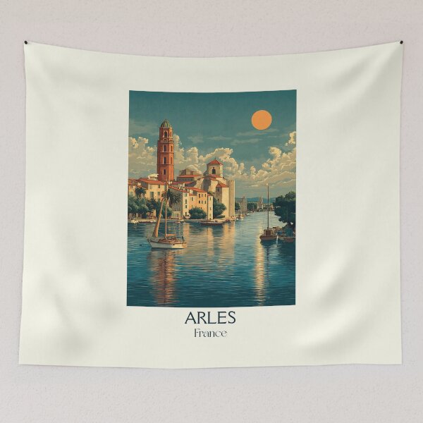 Item preview, Arles France Vintage Travel Poster – Historic Roman Town Wall Art designed and sold by TuncGK.