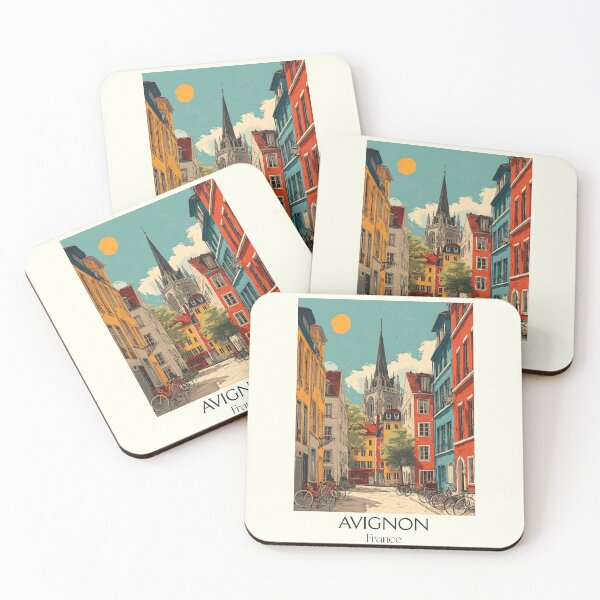 Item preview, Avignon France Travel Art – Vintage Poster of Medieval Cityscape designed and sold by TuncGK.