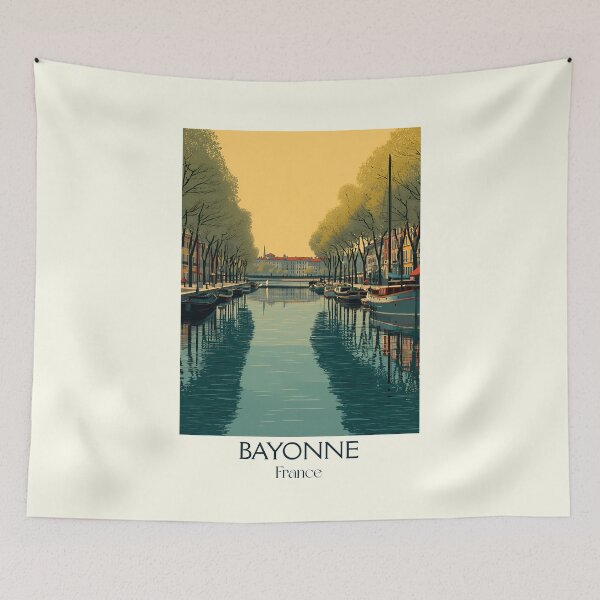 Item preview, Bayonne France Travel Poster – Vintage Scenic River City Artwork designed and sold by TuncGK.