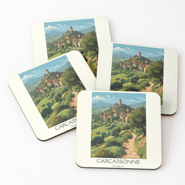 Item preview, Carcassonne France Poster – Vintage Medieval Fortress City Art designed and sold by TuncGK.