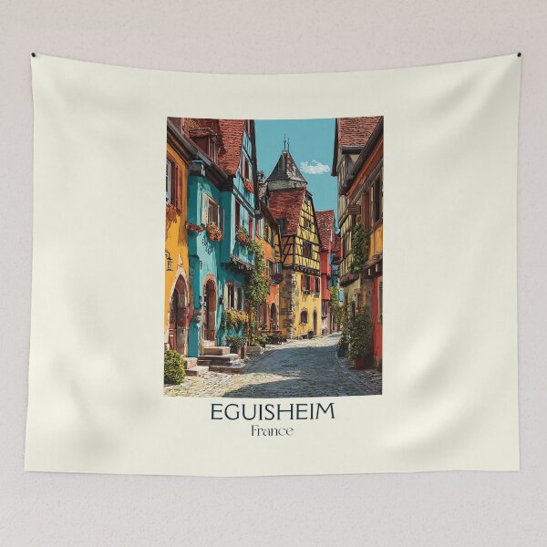 Item preview, Eguisheim France Poster – Vintage Alsace Wine Village Artwork designed and sold by TuncGK.