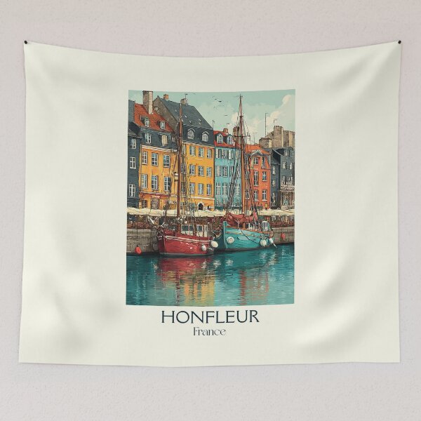 Item preview, Honfleur France Poster – Vintage Port Town Travel Art designed and sold by TuncGK.