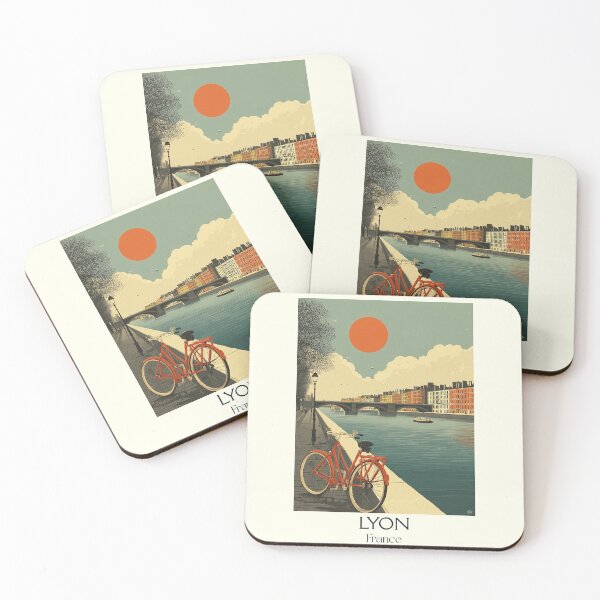 Item preview, Lyon France Poster – Vintage Cityscape with Bicycle Scene designed and sold by TuncGK.