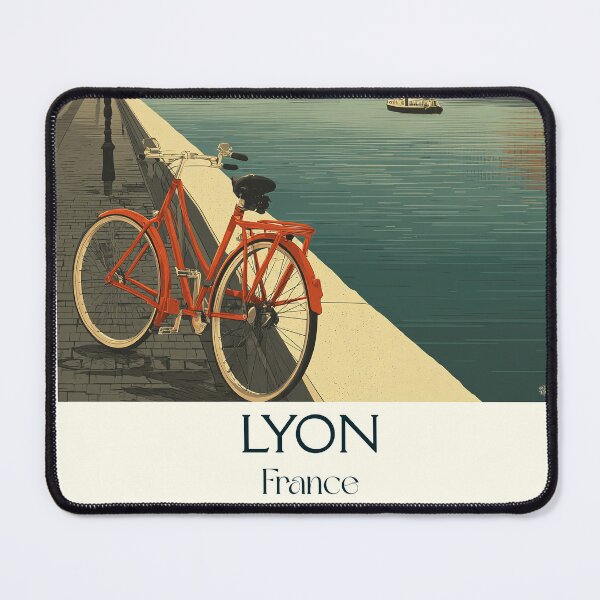 Item preview, Lyon France Poster – Vintage Cityscape with Bicycle Scene designed and sold by TuncGK.