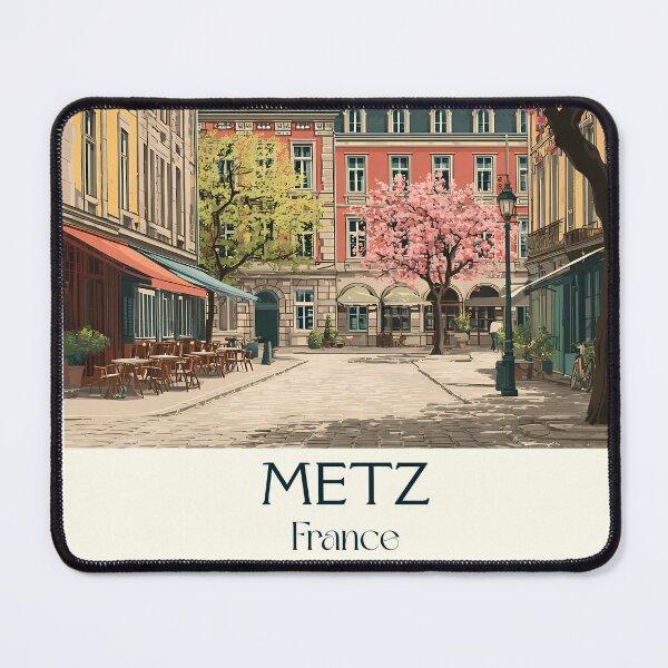 Item preview, Metz France Poster – Vintage Blossom City Scene Travel Art designed and sold by TuncGK.