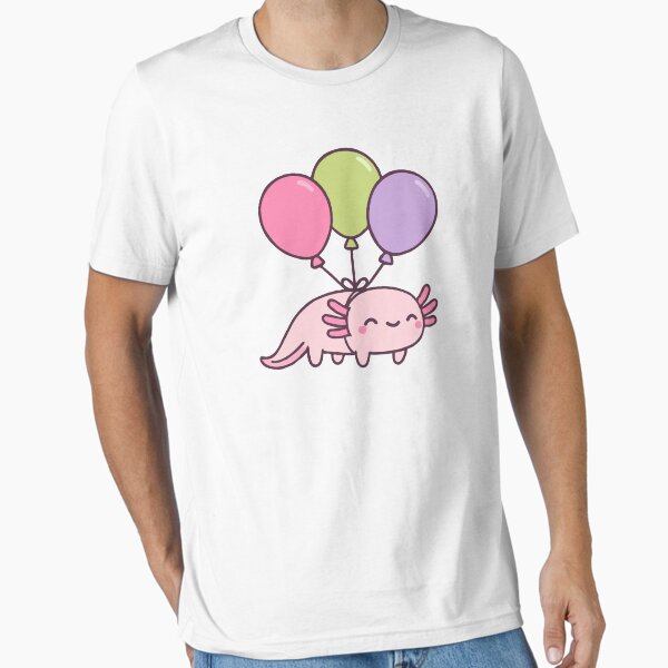 Item preview, Kawaii Happy Smiling Axolotl Floating with Balloons – Adorable Pastel Animal Art for Cute Lovers & Whimsical Souls designed and sold by TheFrogsAcademy.