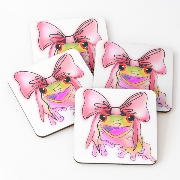 Item preview, Pink orange coquette Frog with Big Pink Bow – animalzinhats designed and sold by Ashley’sAnimalz.
