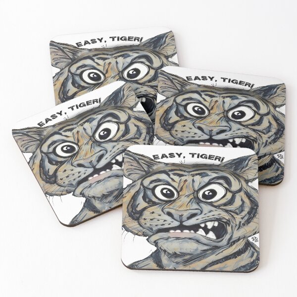 Item preview, Easy, Tiger! Funny Tiger Caricature With Big Eyes designed and sold by gleefulme.
