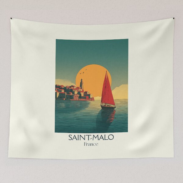 Item preview, Saint-Malo France Poster – Vintage Coastal Fortress Travel Art designed and sold by TuncGK.